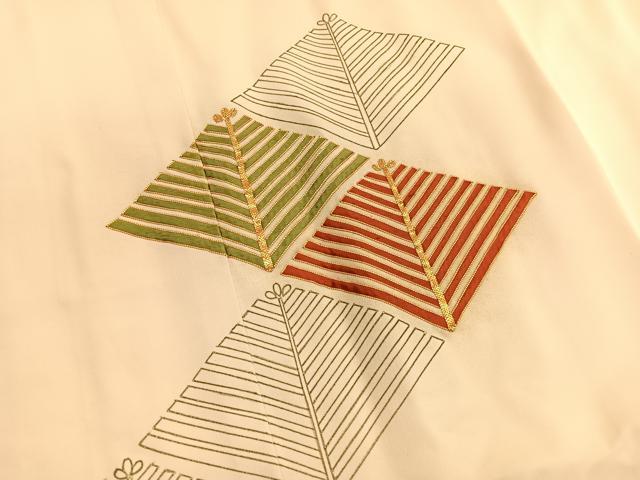 平和屋着物■訪問着 駒刺繍 若松葉菱文 金彩 正絹 逸品 BAAX2915hv