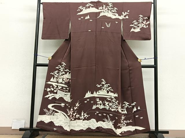 平和屋着物■中国三大刺繍 相良刺繍 訪問着 浜松文 金糸 正絹 逸品 BAAX2926hv