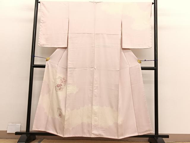 平和屋着物■訪問着 絞り 刺繍 色紙重ね花車文 正絹 逸品 BAAX2928hv