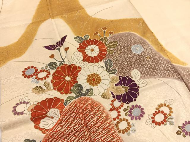 平和屋着物■訪問着 駒刺繍 草花文 金彩 正絹 逸品 BAAX2995hv