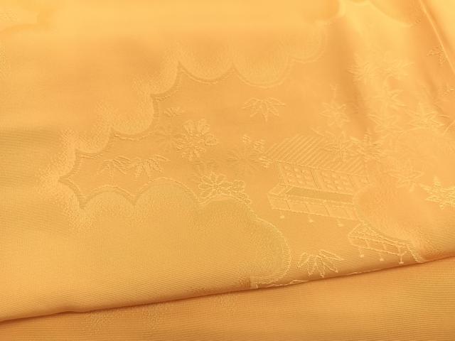 平和屋着物■上質な色無地 風景地紋 柑子色 正絹 逸品 BAAX2999hv