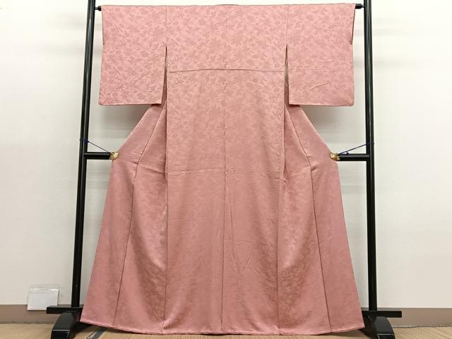 平和屋着物■上質な色無地 草花地紋 東雲色 正絹 逸品 BAAX3000hv