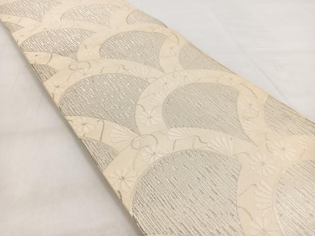 平和屋着物◎六通柄袋帯 唐織 花青海波 銀糸 正絹 逸品 BAAX3031yc