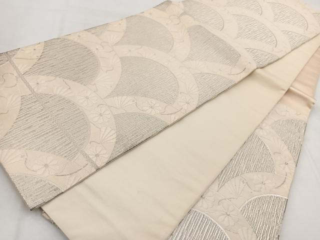 平和屋着物◎六通柄袋帯 唐織 花青海波 銀糸 正絹 逸品 BAAX3031yc