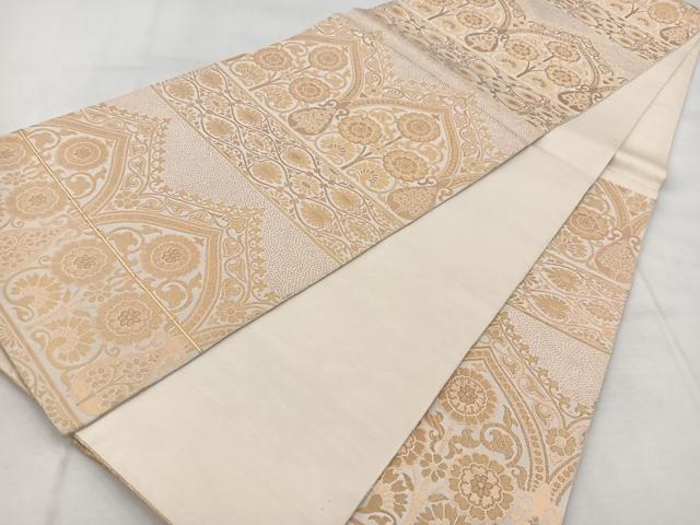 平和屋着物◎六通柄 本袋帯 更紗飾花文 金糸 正絹 逸品 BAAX3039yc