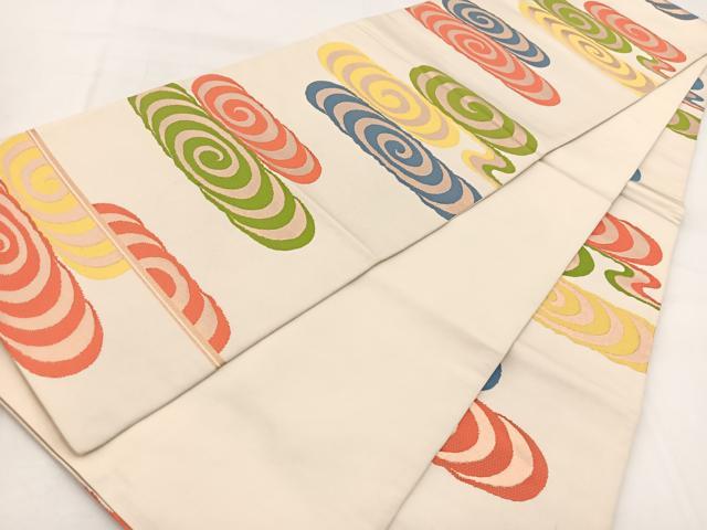 平和屋着物◎全通柄 本袋帯 流水文 金糸 正絹 逸品 BAAX3047yc