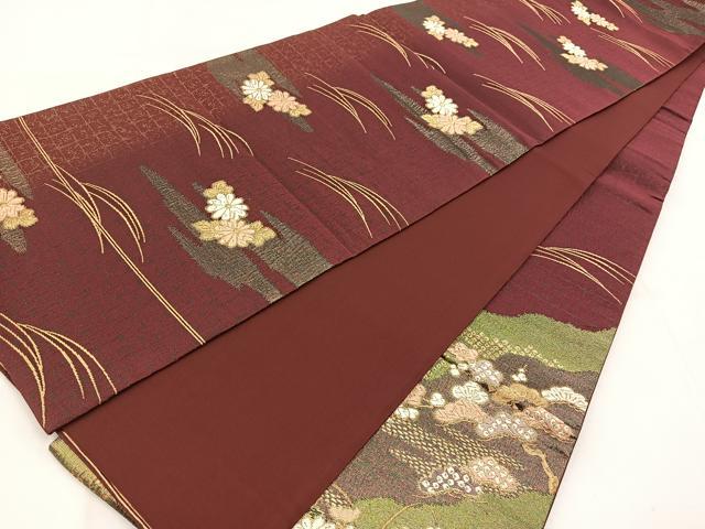 平和屋着物◎六通柄袋帯 道長花車文 金糸 正絹 逸品 BAAX3066yc