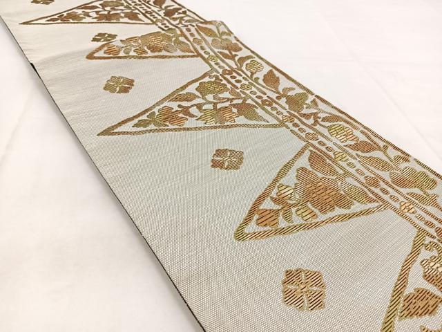 平和屋着物◎六通柄袋帯 更紗花文 金糸 正絹 逸品 BAAX3072yc