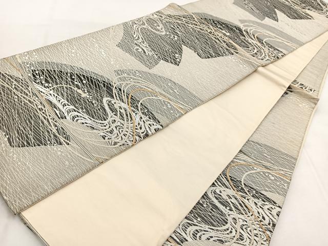 平和屋着物◎六通柄袋帯 地紙紐文 金糸 正絹 逸品 BAAX3084yc