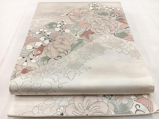 平和屋着物◎六通柄袋帯 辻が花 銀糸 引箔 正絹 逸品 BAAX3088yc