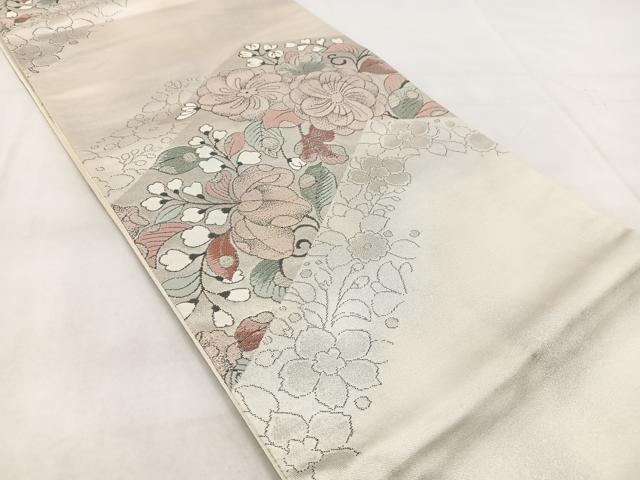 平和屋着物◎六通柄袋帯 辻が花 銀糸 引箔 正絹 逸品 BAAX3088yc