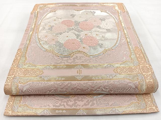 平和屋着物◎六通柄袋帯 唐織 格天井花鳥文 金銀糸 正絹 逸品 BAAX3090yc