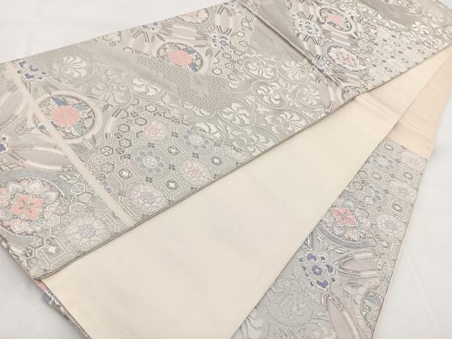 平和屋着物◎六通柄袋帯 唐織 九百錦 プラチナ箔 吉祥更紗花文 正絹 逸品 BAAX3092yc