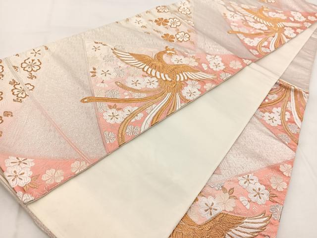 平和屋着物◎六通柄袋帯 唐織 鳳凰吉祥花文 金銀糸 正絹 逸品 BAAX3096yc