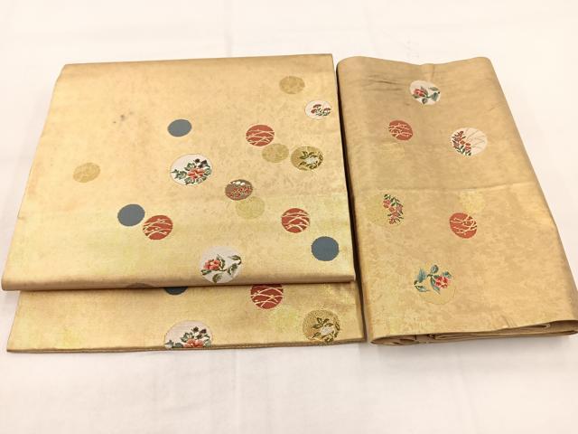 平和屋着物◎つけ帯 花丸文 金銀糸 引箔 正絹 逸品 BAAX3109yc