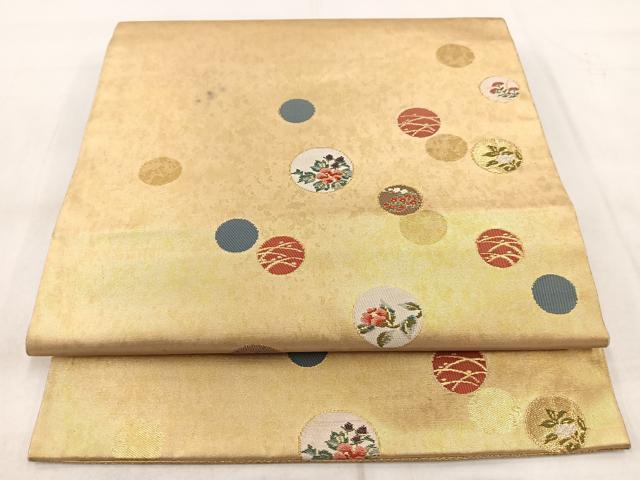 平和屋着物◎つけ帯 花丸文 金銀糸 引箔 正絹 逸品 BAAX3109yc