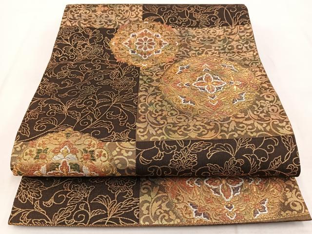 平和屋着物◎つけ帯 美しき憧れ 正倉院更紗花文 金糸 正絹 逸品 BAAX3119yc