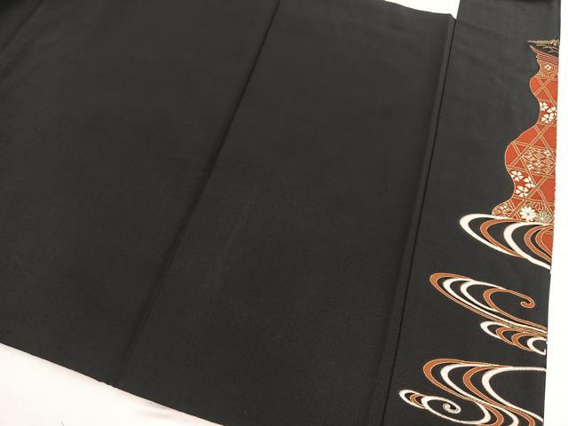 平和屋着物■豪華黒留袖 流水御所車文 金銀彩 正絹 逸品 BAAX3131yc