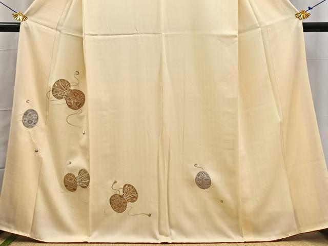 平和屋着物■訪問着 駒刺繍 寿光織 鼓花文 金銀糸 正絹 逸品 BAAX3134yc
