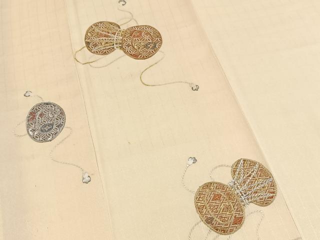 平和屋着物■訪問着 駒刺繍 寿光織 鼓花文 金銀糸 正絹 逸品 BAAX3134yc