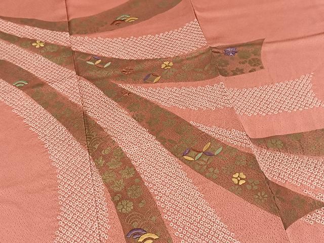 平和屋着物■訪問着 絞り 刺繍 吉祥鬘帯花文 金彩 正絹 逸品 BAAX3140yc
