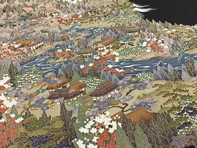 平和屋着物■豪華黒留袖 友禅 作家物 御所解松竹梅文 正絹 逸品 BAAX3144yc