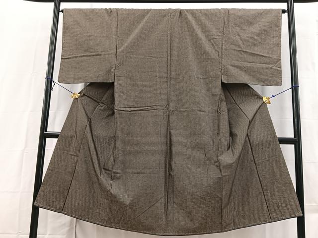 平和屋着物■男性 紬 格子柄 正絹 逸品 BAAX3145yc