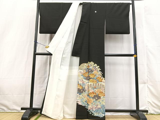 平和屋着物■豪華黒留袖 作家物 渡り橋花文 金彩 正絹 逸品 BAAX3151yc