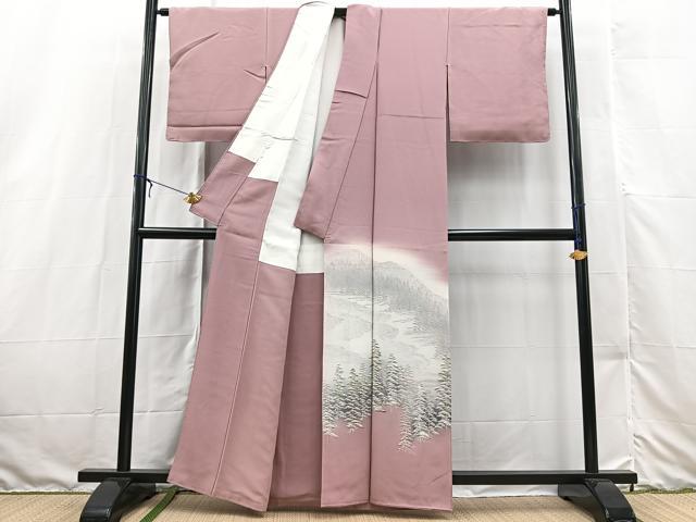 平和屋着物■色留訪問着 樹林文 暈し染め 反端付き 正絹 逸品 BAAX3153yc