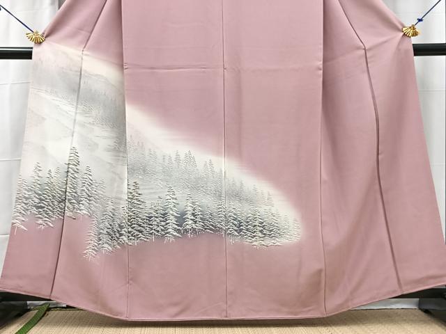 平和屋着物■色留訪問着 樹林文 暈し染め 反端付き 正絹 逸品 BAAX3153yc
