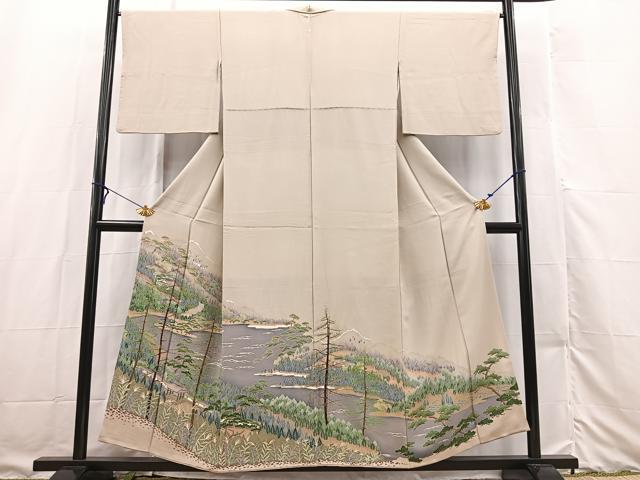 平和屋着物■豪華色留袖 友禅 風景樹林文 正絹 逸品 BAAX3154yc