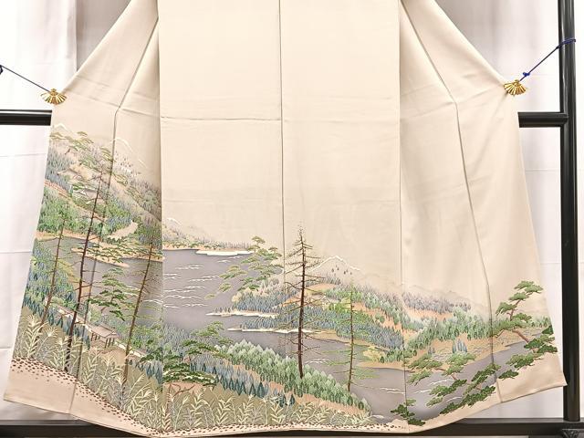 平和屋着物■豪華色留袖 友禅 風景樹林文 正絹 逸品 BAAX3154yc