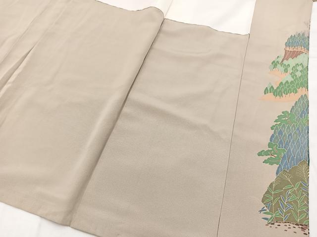 平和屋着物■豪華色留袖 友禅 風景樹林文 正絹 逸品 BAAX3154yc