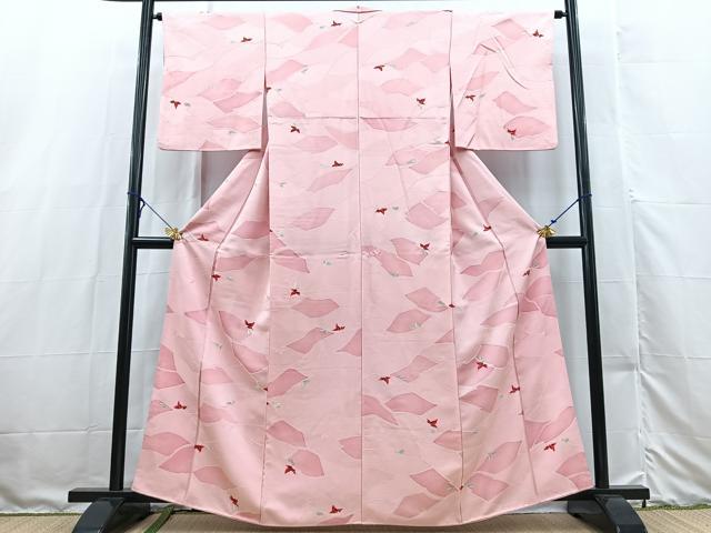 平和屋着物■上質な小紋 地紋起こし 草花文 正絹 逸品 BAAX3157yc