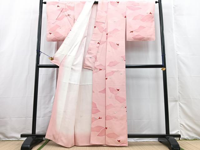 平和屋着物■上質な小紋 地紋起こし 草花文 正絹 逸品 BAAX3157yc