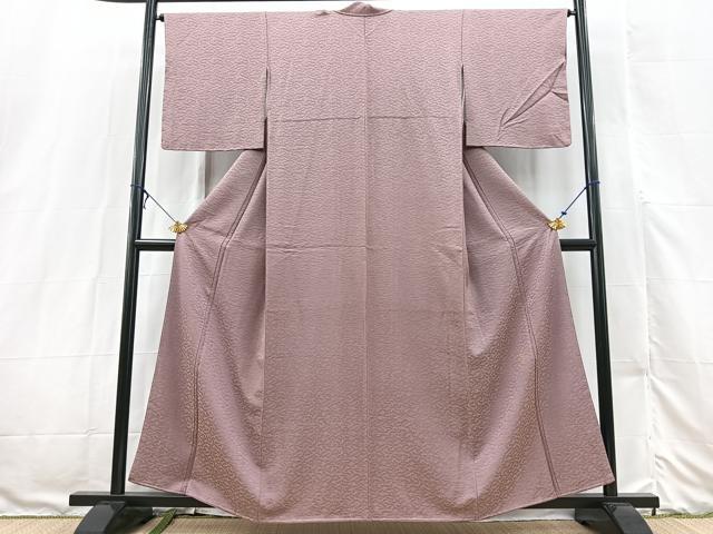 平和屋着物■上質な色無地 扇面尽くし地紋 梅鼠色 正絹 逸品 BAAX3168yc