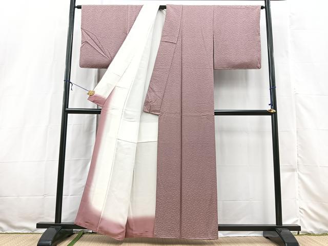 平和屋着物■上質な色無地 扇面尽くし地紋 梅鼠色 正絹 逸品 BAAX3168yc