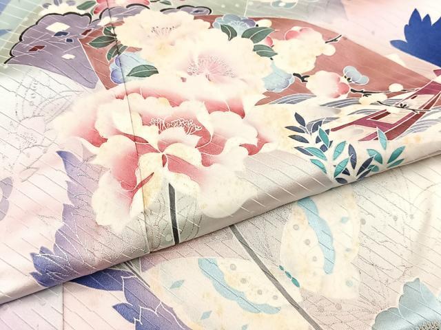 平和屋着物■訪問着 地紙花蝶文 暈し染め 正絹 逸品 BAAX3170yc