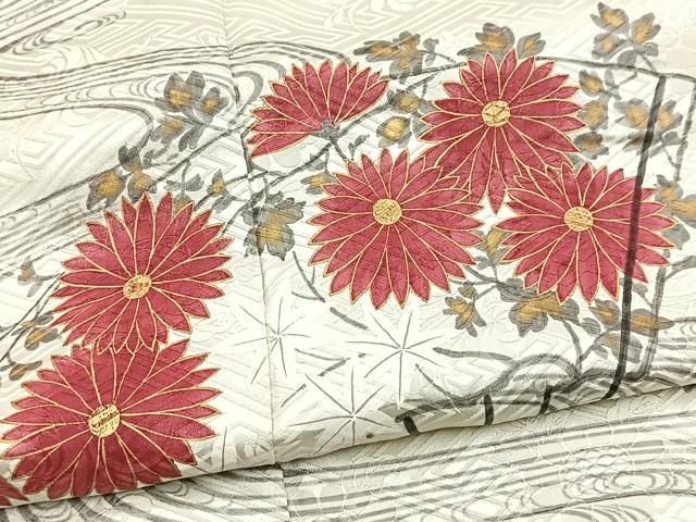平和屋着物■訪問着 手描き 扇面花文 金彩 正絹 逸品 BAAX3174yc