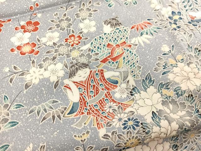 平和屋着物■上質な小紋 童子花文 正絹 逸品 BAAX3178yc