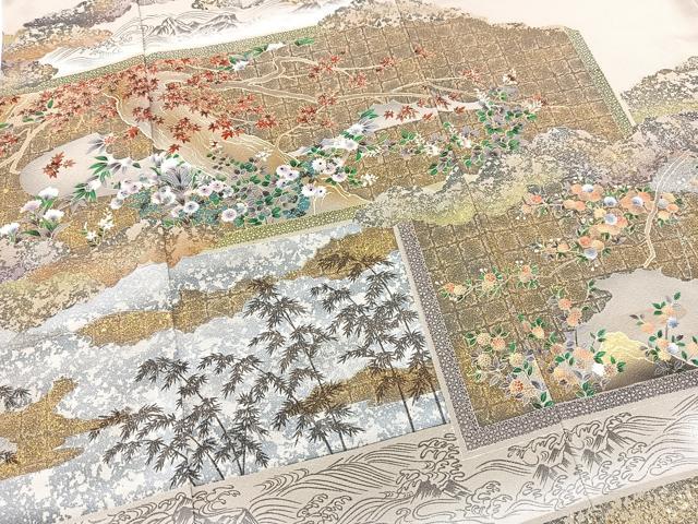 平和屋着物■豪華色留袖 屏風風景文 金彩 正絹 逸品 BAAX3181yc