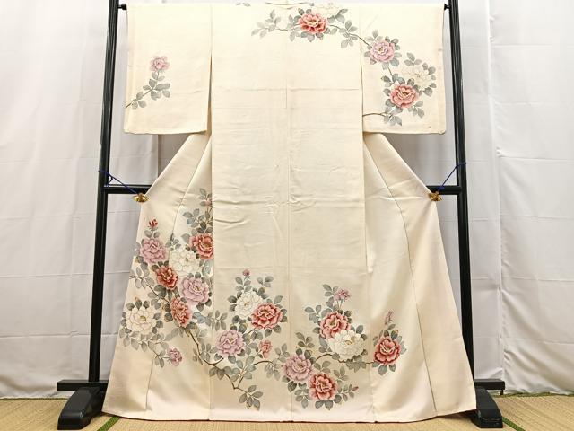 平和屋着物■訪問着 手描き 枝花文 金彩 ロング丈 正絹 逸品 BAAX3204yc