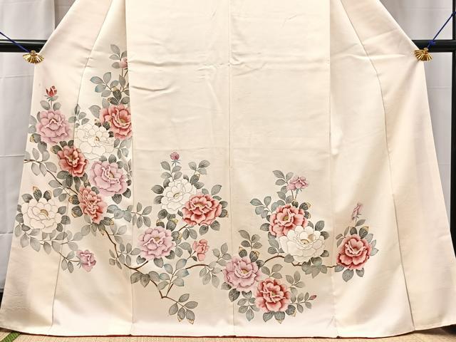 平和屋着物■訪問着 手描き 枝花文 金彩 ロング丈 正絹 逸品 BAAX3204yc
