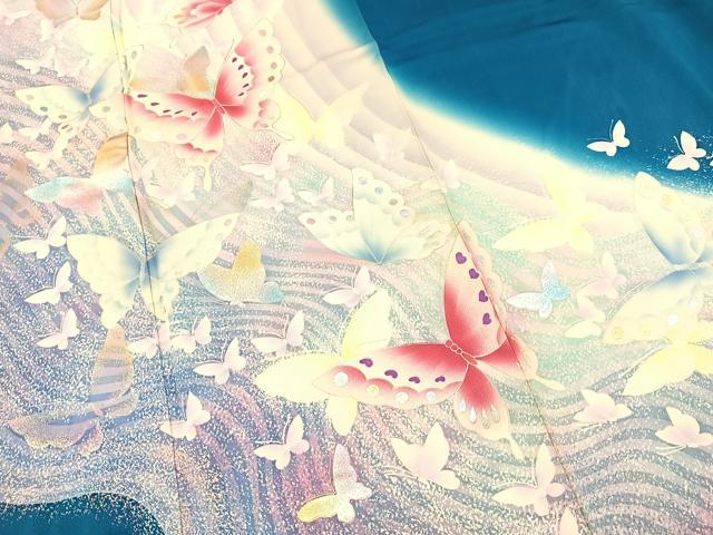 平和屋着物■豪華振袖 舞蝶文 暈し染め 金銀彩 正絹 逸品 BAAX3206yc