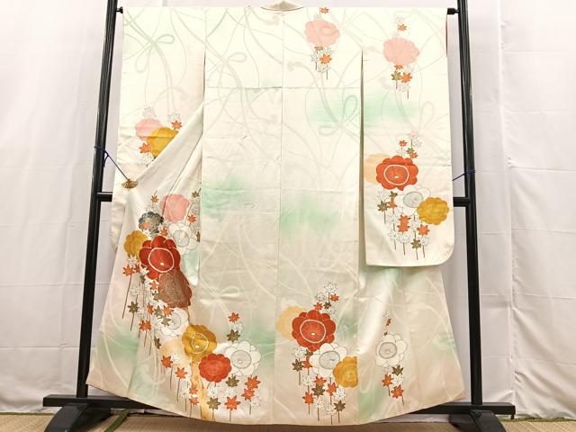 平和屋着物■豪華振袖 駒刺繍 手描き 梅楓文 暈し染め 金彩 正絹 逸品 BAAX3211yc