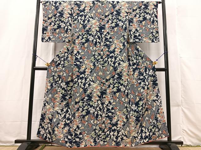 平和屋着物■上質な小紋 切嵌花文 正絹 逸品 BAAX3213yc