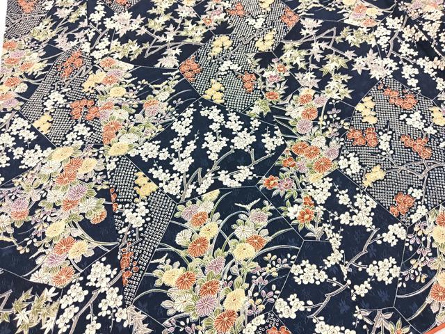 平和屋着物■上質な小紋 切嵌花文 正絹 逸品 BAAX3213yc