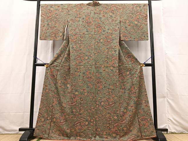 平和屋着物■上質な小紋 型染め 御所解花文 正絹 逸品 BAAX3215yc