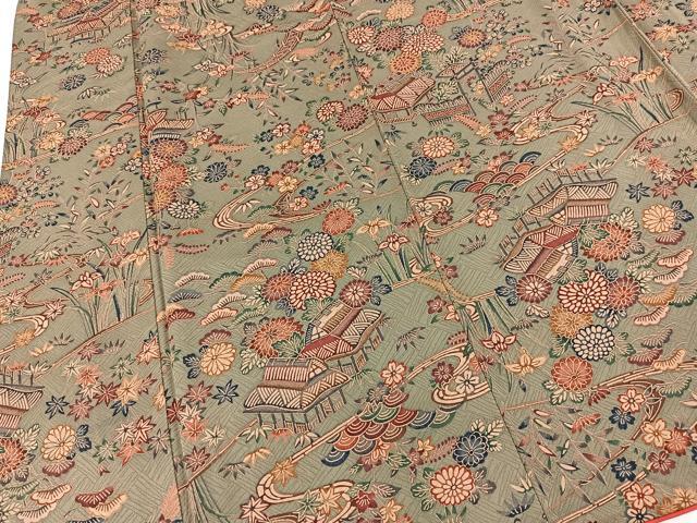 平和屋着物■上質な小紋 型染め 御所解花文 正絹 逸品 BAAX3215yc