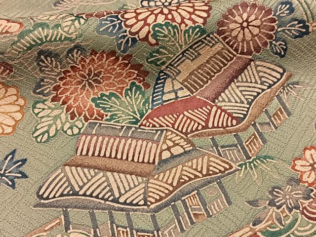 平和屋着物■上質な小紋 型染め 御所解花文 正絹 逸品 BAAX3215yc